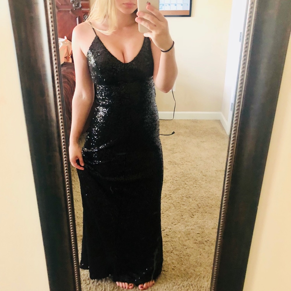Black sequins prom / ball dress - Size 1